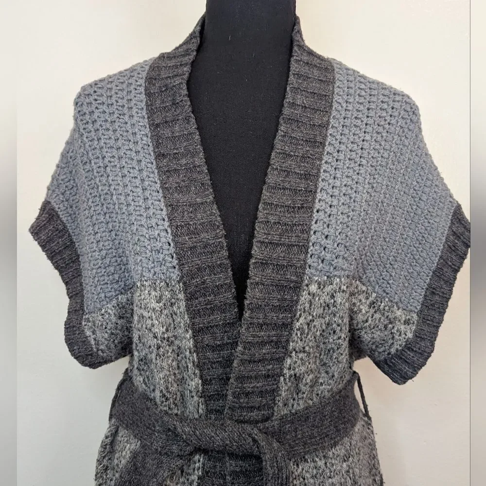 Theory Dena Gray Minimalist Quiet Luxury Cozycore Knit Cardigan Alpaca Sweater L